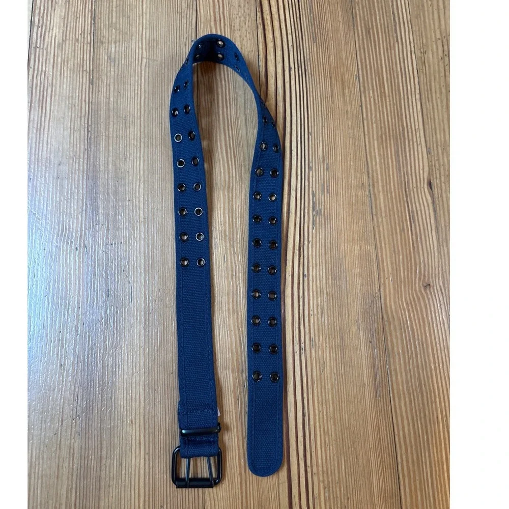 Unbranded Double‎ Grommet Belt Women Navy Blue Good Canvas Utility SIZE M